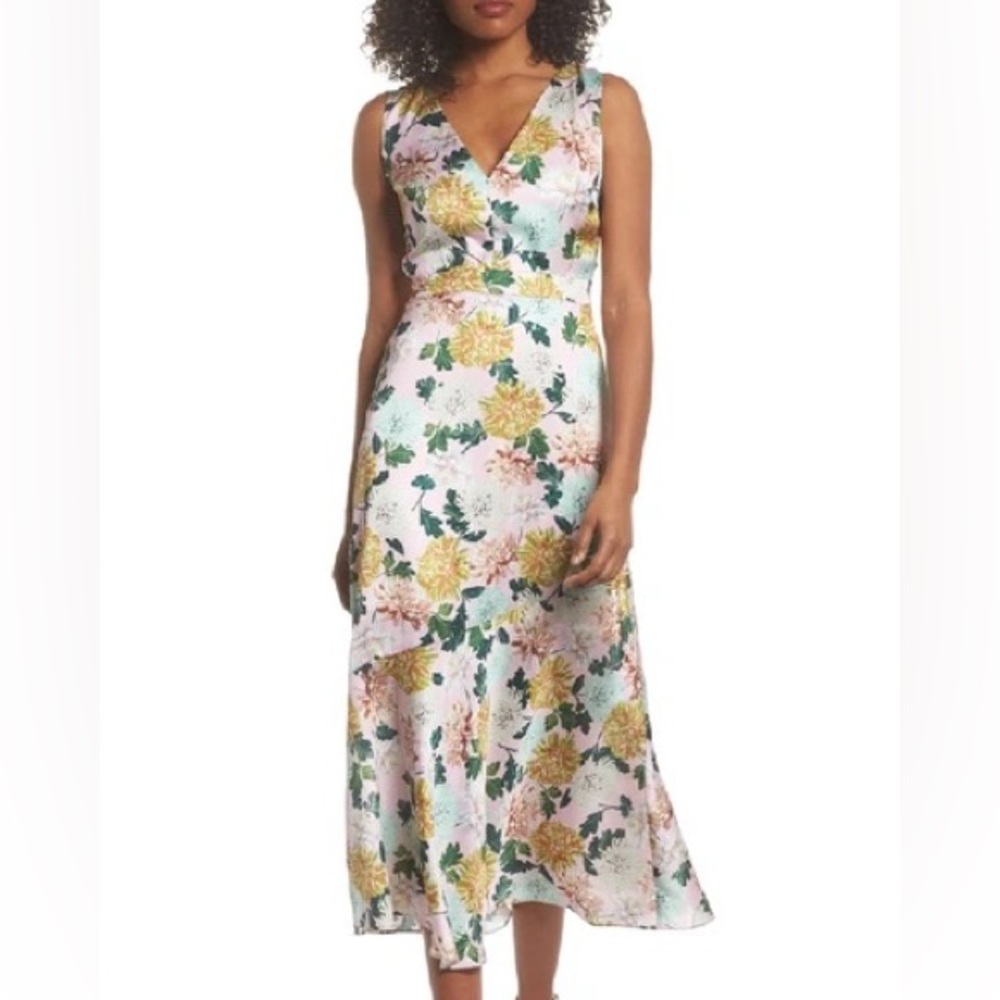 FLORAL MIDI DRESS IN PINK MULTI